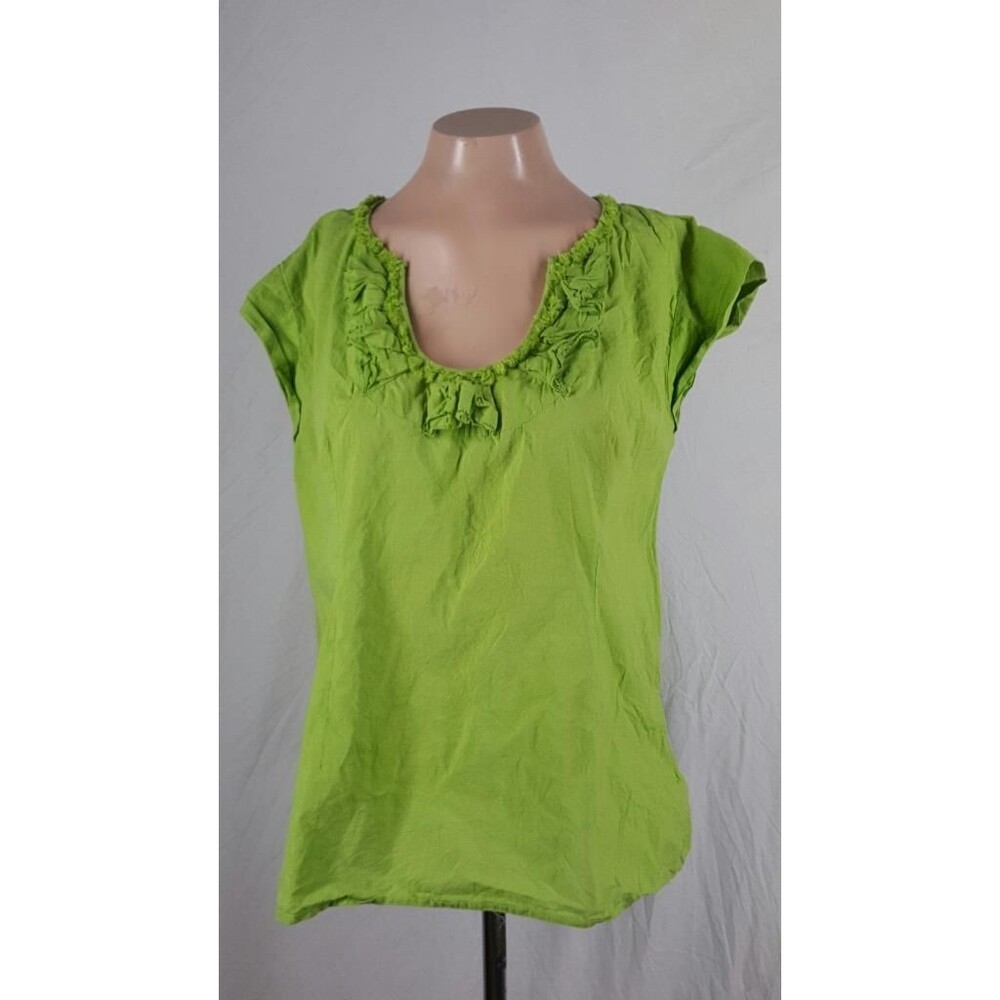 TABITHA Size 10 Top  Green  Ruffles Cap Sleeves Cotton